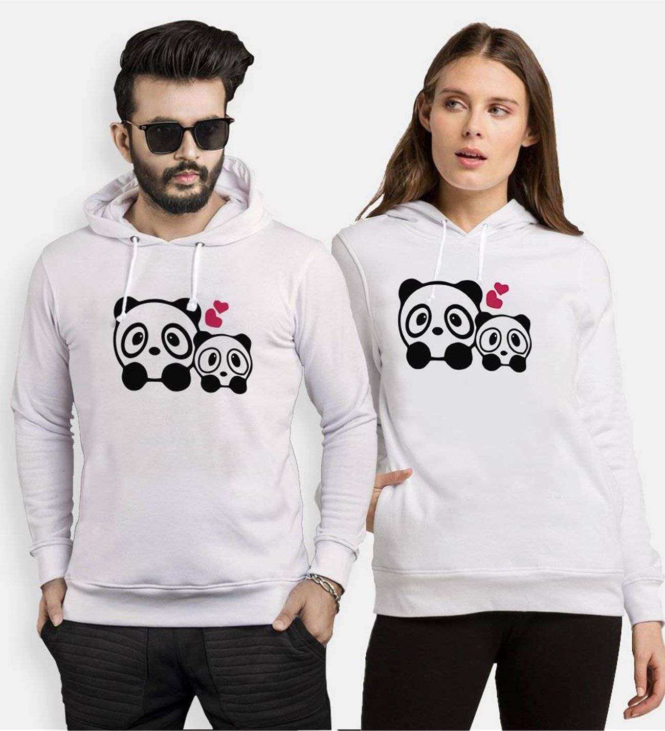 Tshirthane Sevimli Pandalar  Sevgili Kombinleri Kapüşonlu Çift Kombini