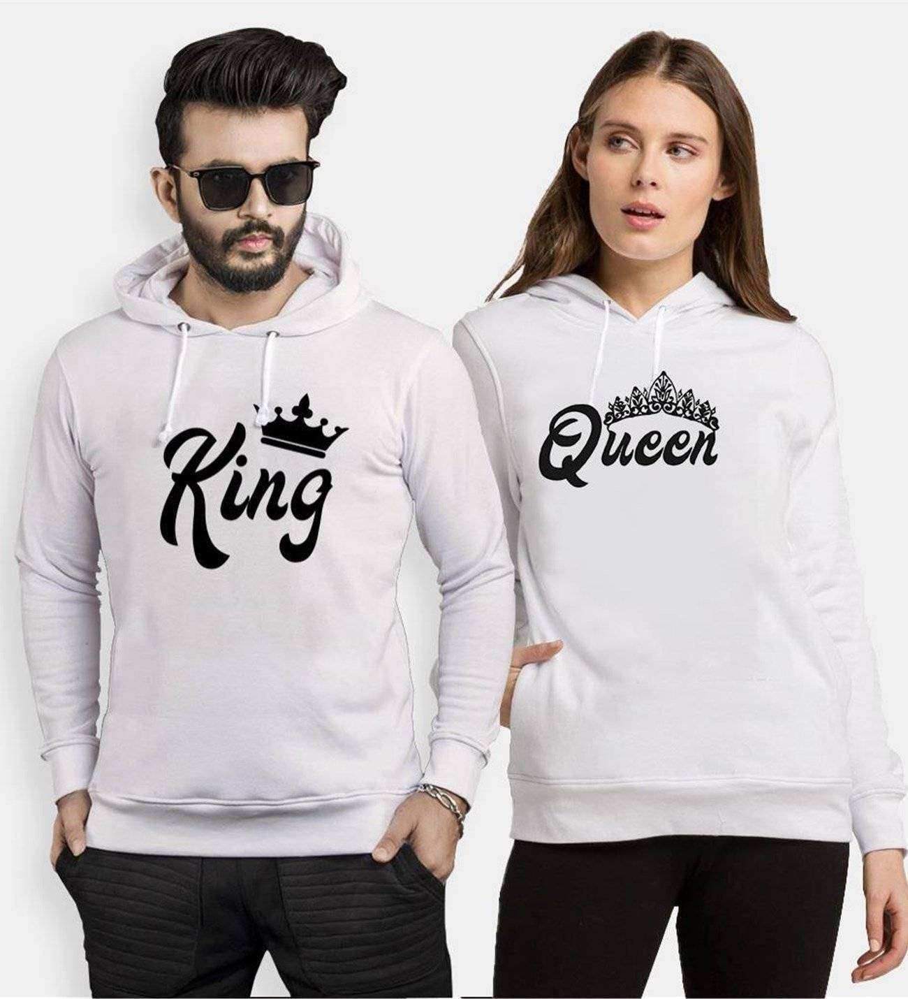 Tshirthane King Taç Queen Taç Sevgili Kombinleri Kapüşonlu Çift Kombini