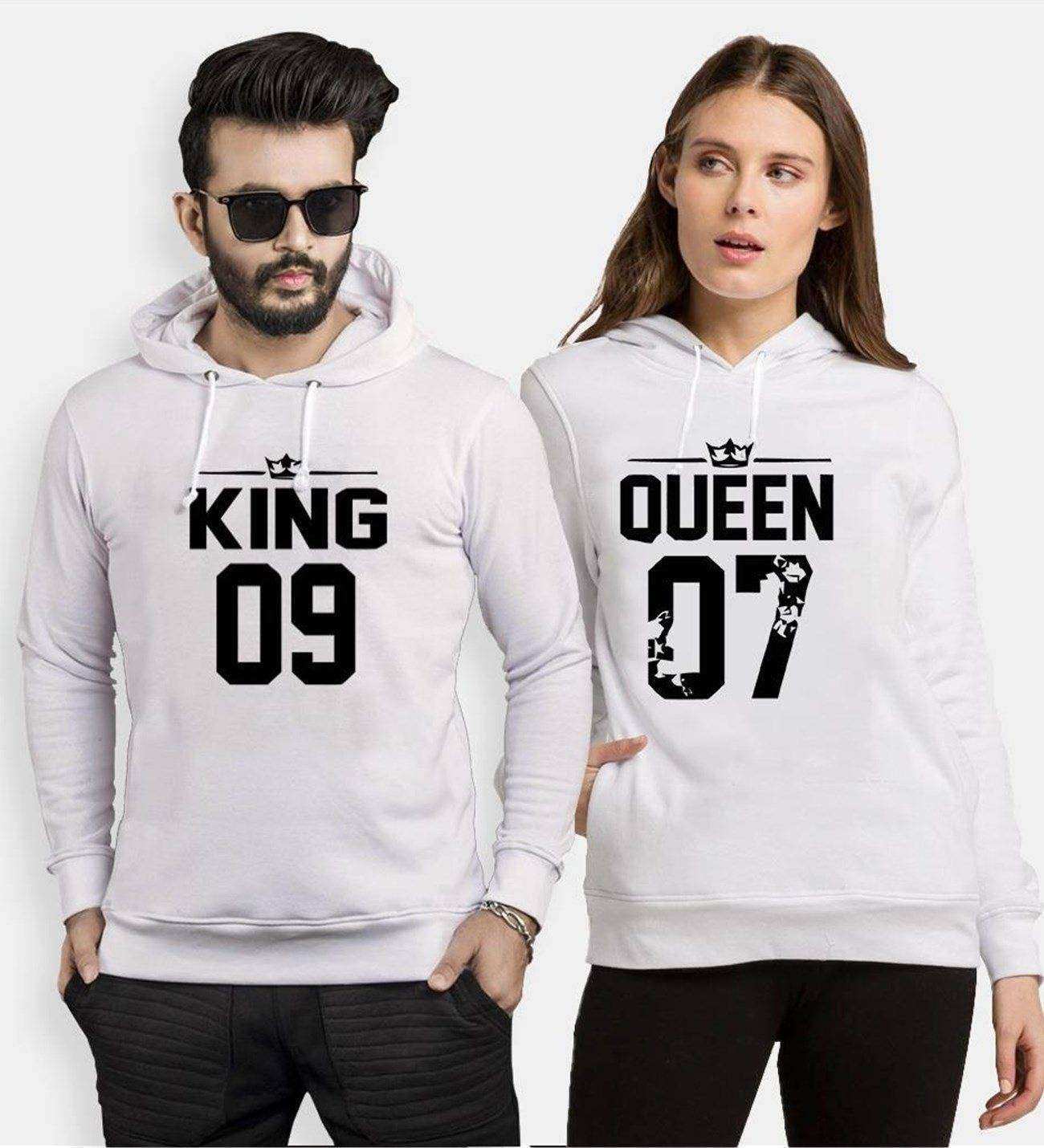 Tshirthane King 09 Queen 07  Sevgili Kombinleri Kapüşonlu Çift Kombini