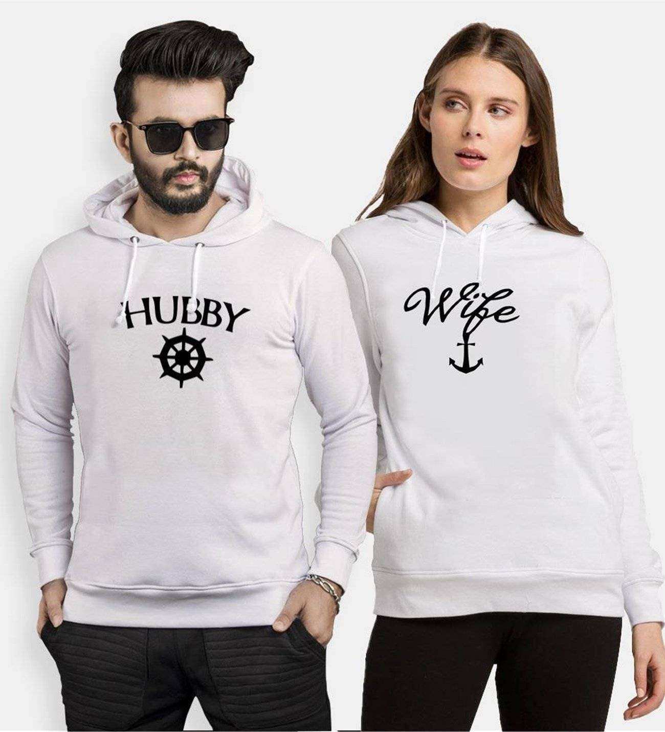 Tshirthane Hubby Wife 2 Sevgili Kombinleri Kapüşonlu Çift Kombini