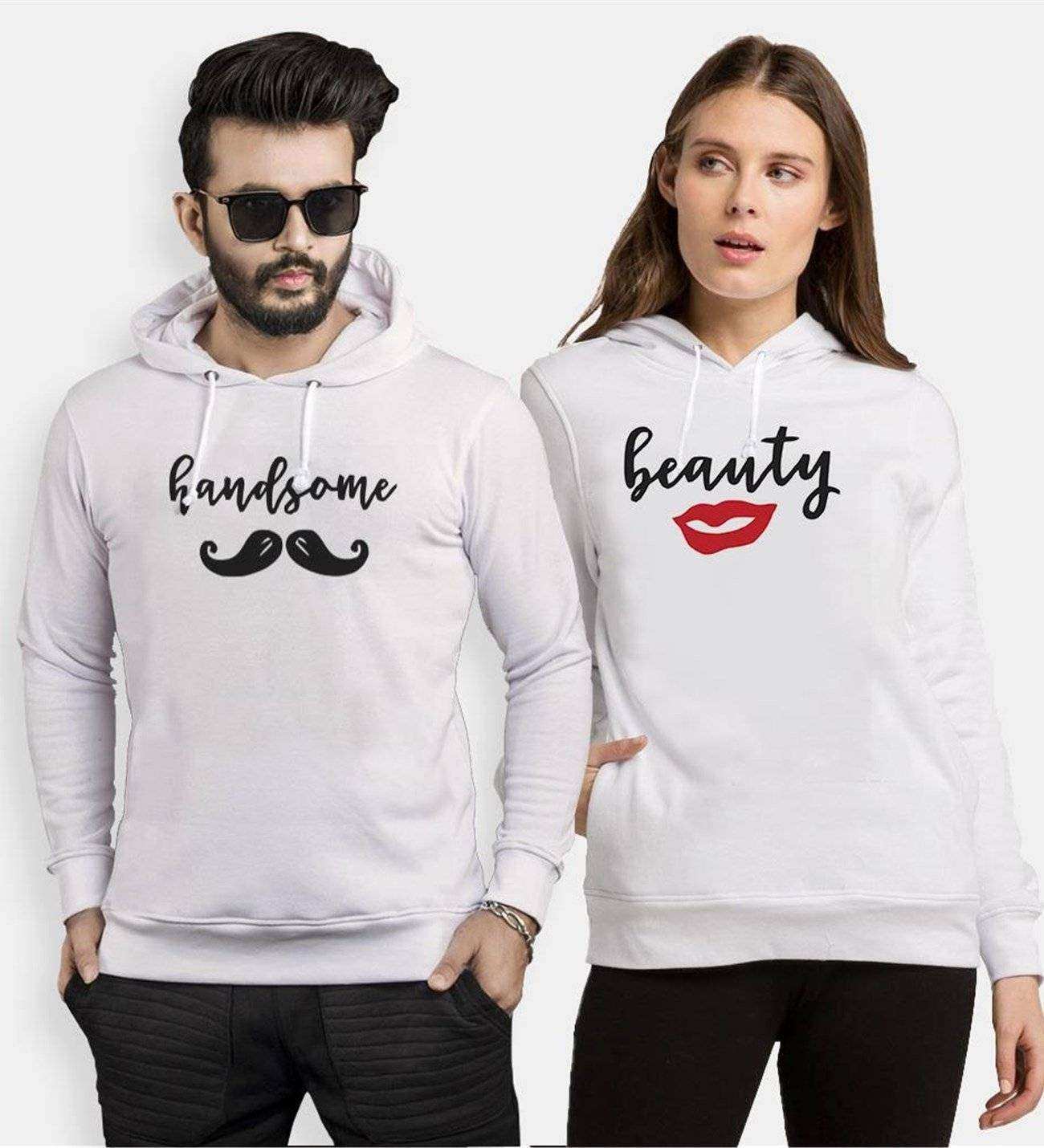 Tshirthane Handsome Beauty Sevgili Kombinleri Kapüşonlu Çift Kombini