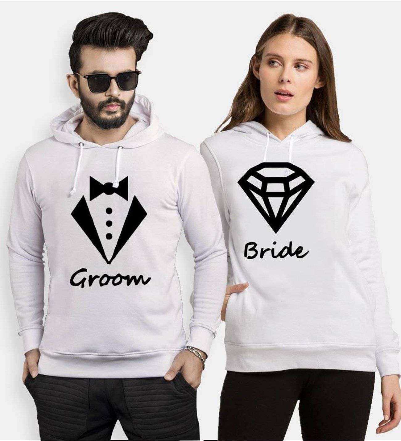 Tshirthane Groom Bride Sevgili Kombinleri Kapüşonlu Çift Kombini