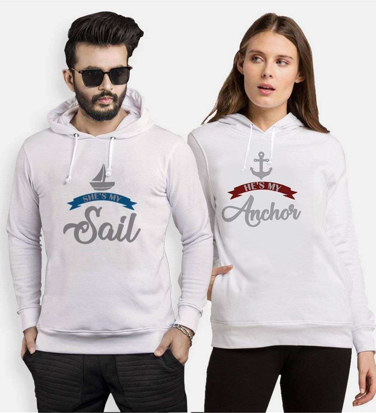 Tshirthane Sail Anchor  Sevgili Kombinleri Kapüşonlu Çift Kombini