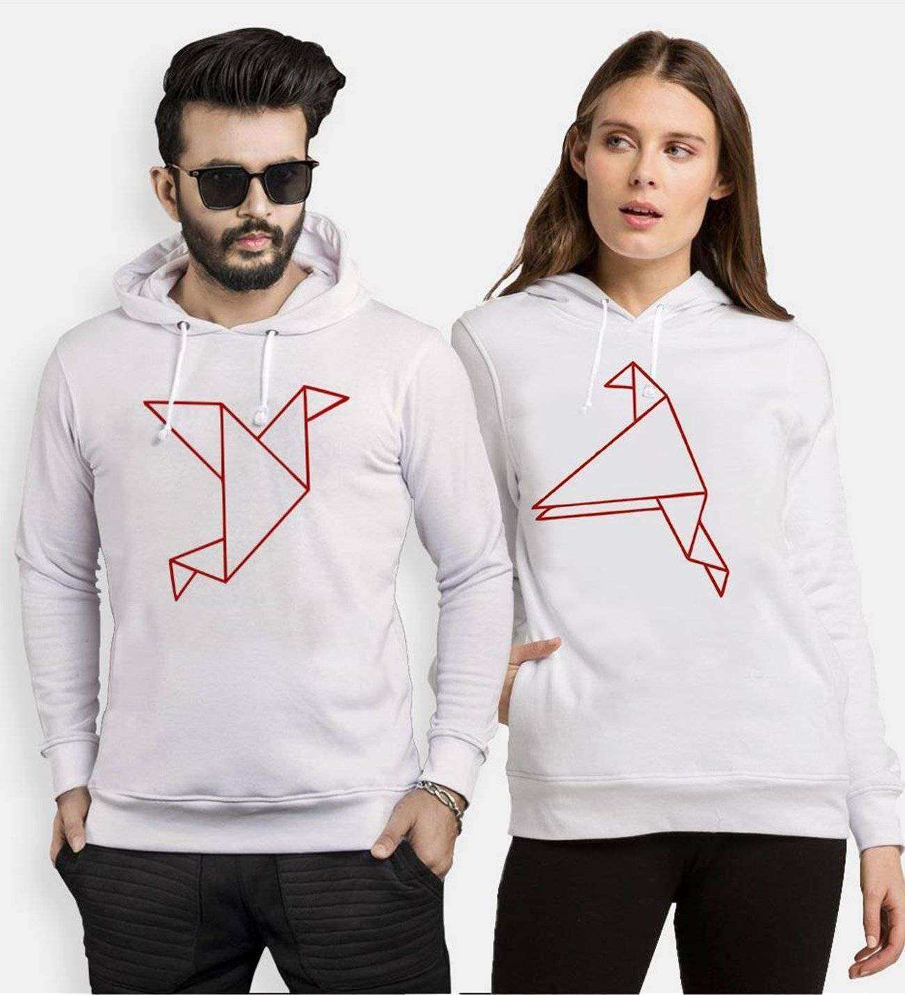 Tshirthane Origami  Sevgili Kombinleri Kapüşonlu Çift Kombini