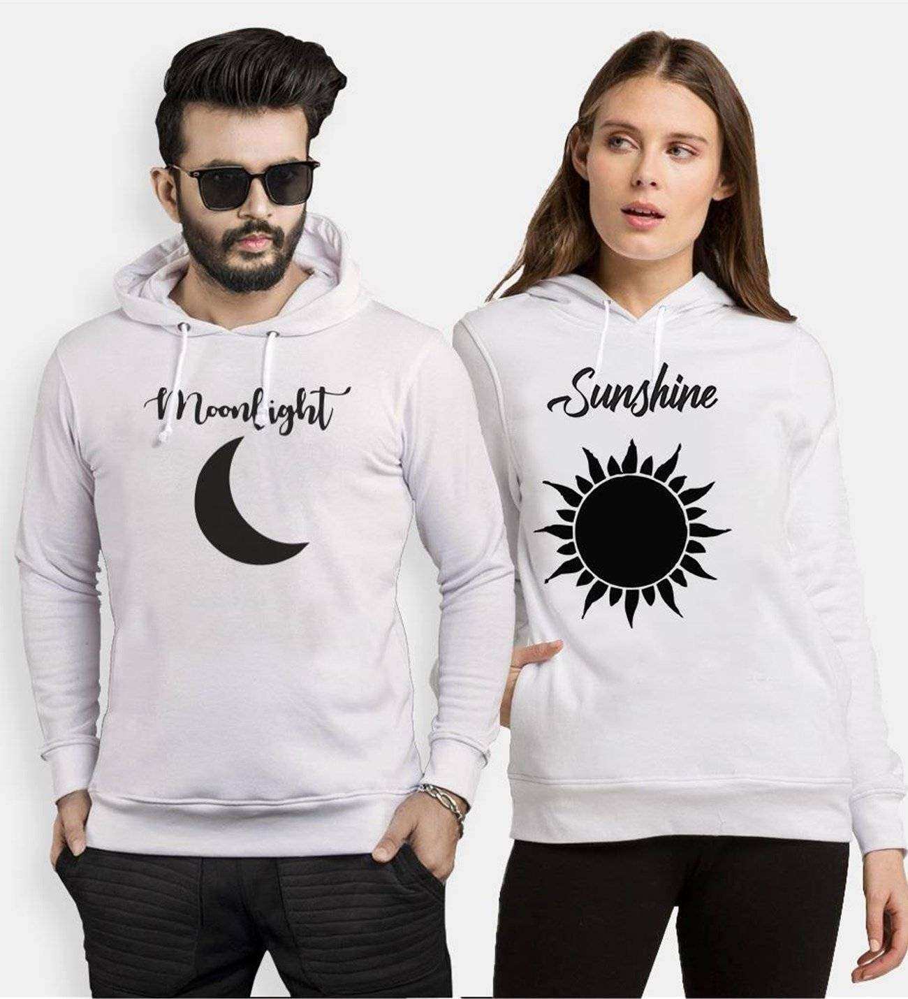 Tshirthane Moonlight Sunshine  Sevgili Kombinleri Kapüşonlu Çift Kombini