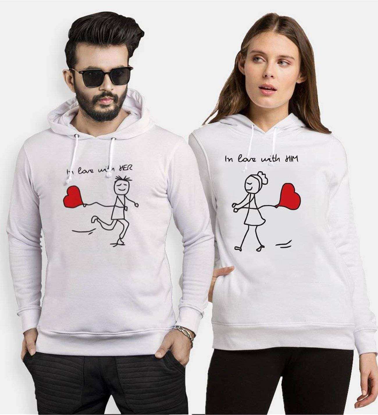 Tshirthane Love With Sevgili Kombinleri Kapüşonlu Çift Kombini