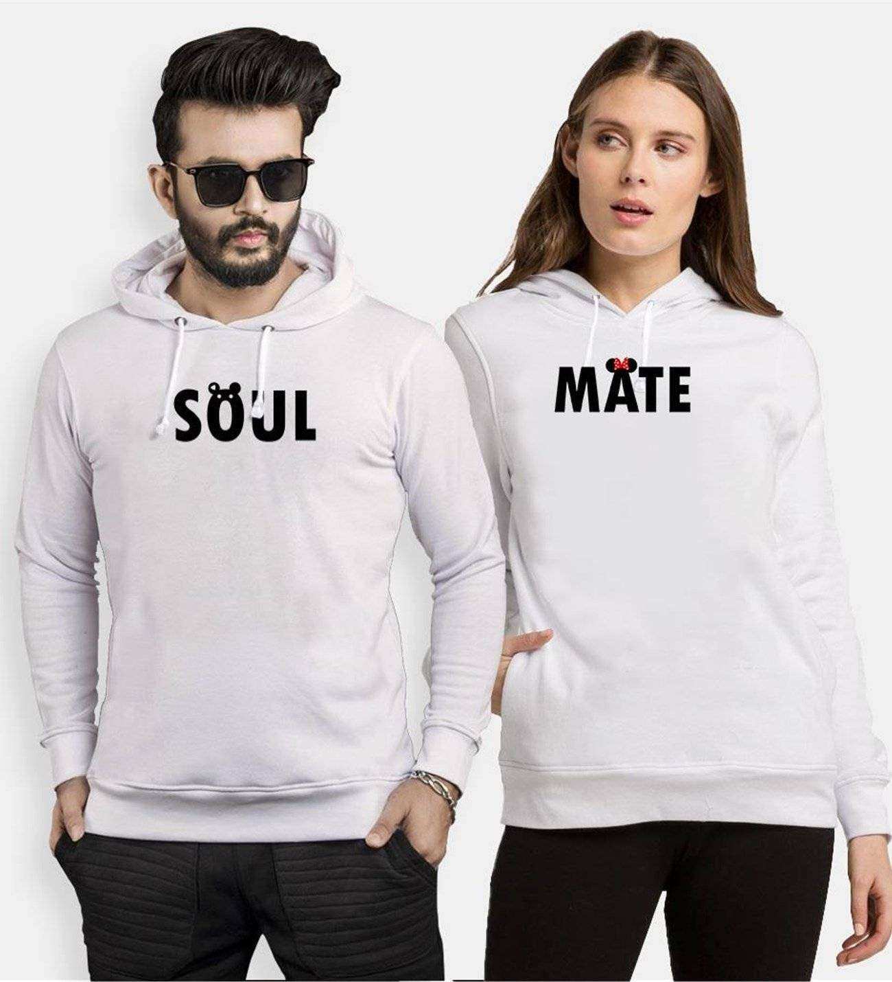 Tshirthane Soul Mate Sevgili Kombinleri Kapüşonlu Çift Kombini