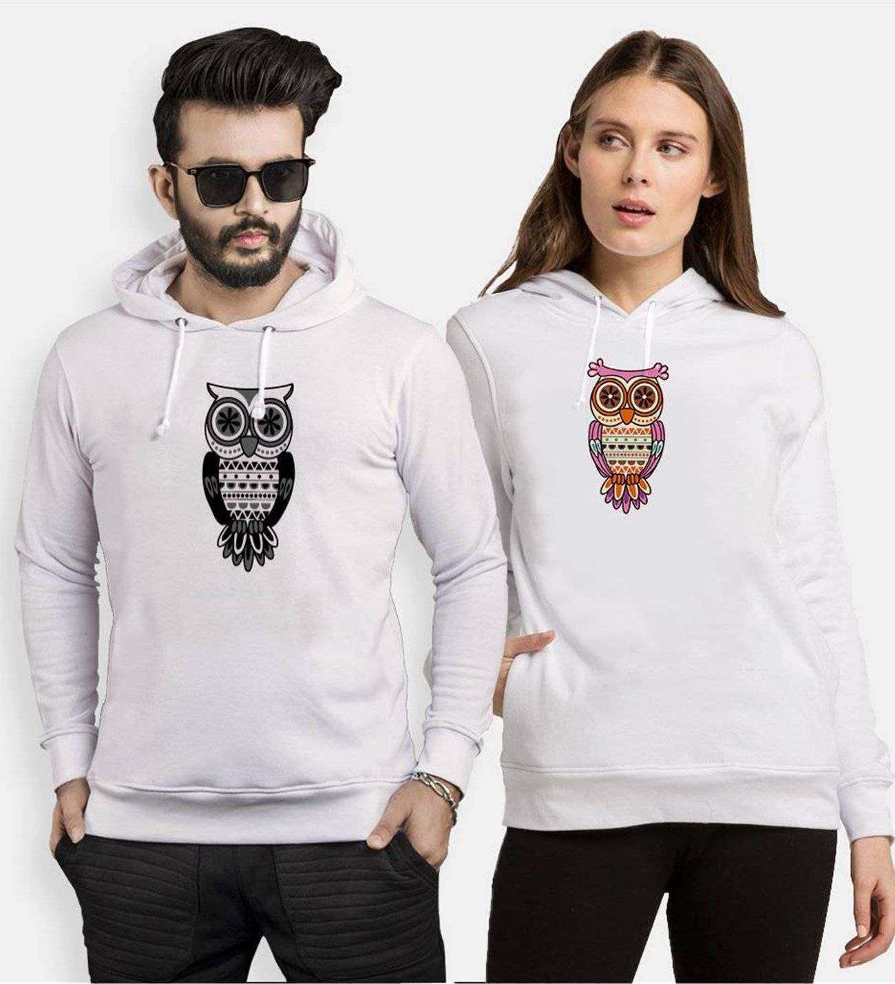 Tshirthane Owl Baykuş  Sevgili Kombinleri Kapüşonlu Çift Kombini