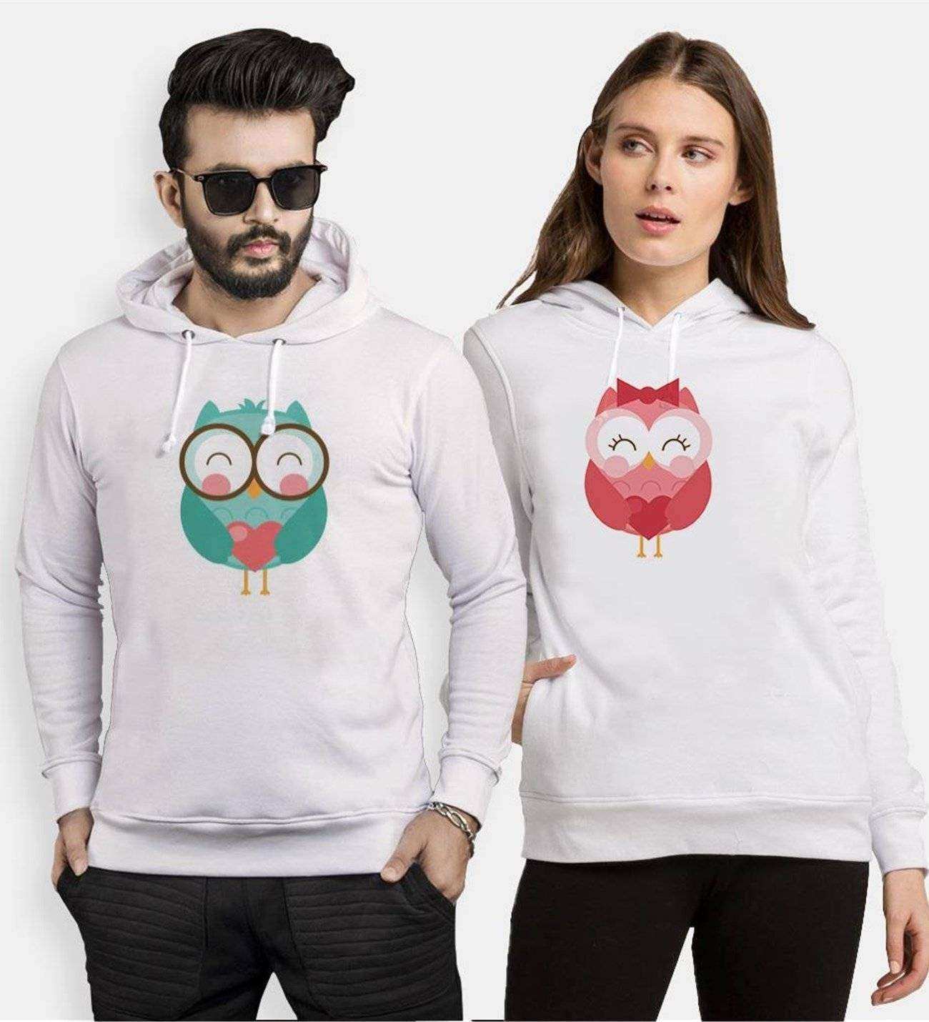 Tshirthane Owl Baykuş  Sevgili Kombinleri Kapüşonlu Çift Kombini