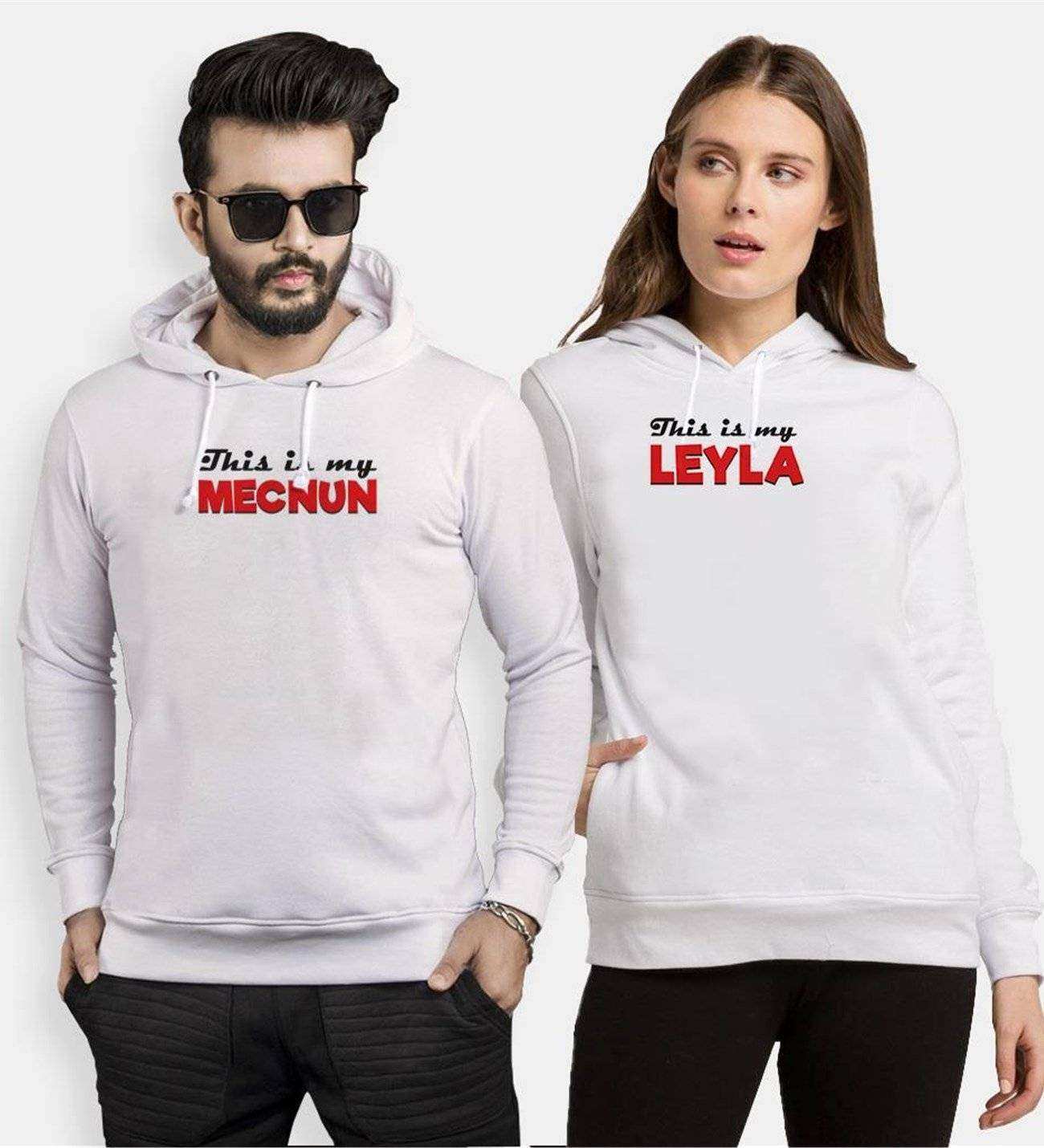 Tshirthane Leyla Mecnun Erkek Sevgili Kombinleri Kapüşonlu Çift Kombini