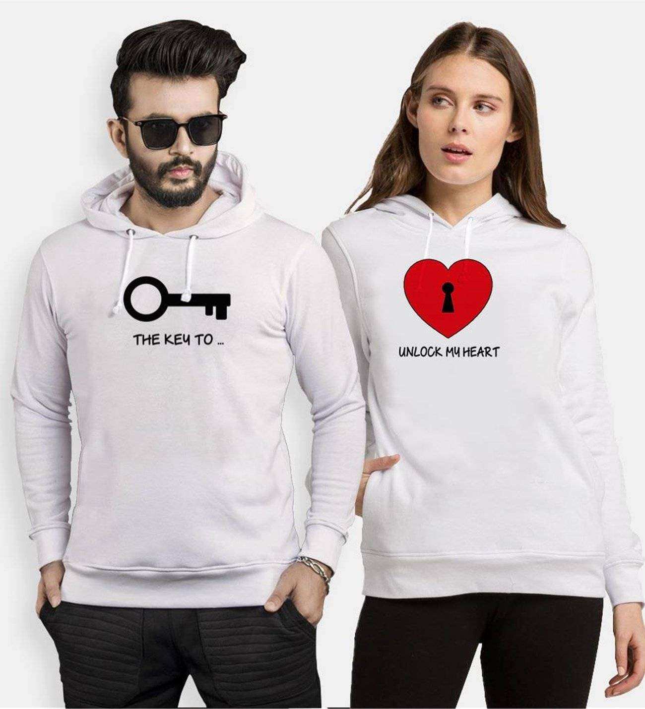 Tshirthane Key Unlock Sevgili Kombinleri Kapüşonlu Çift Kombini