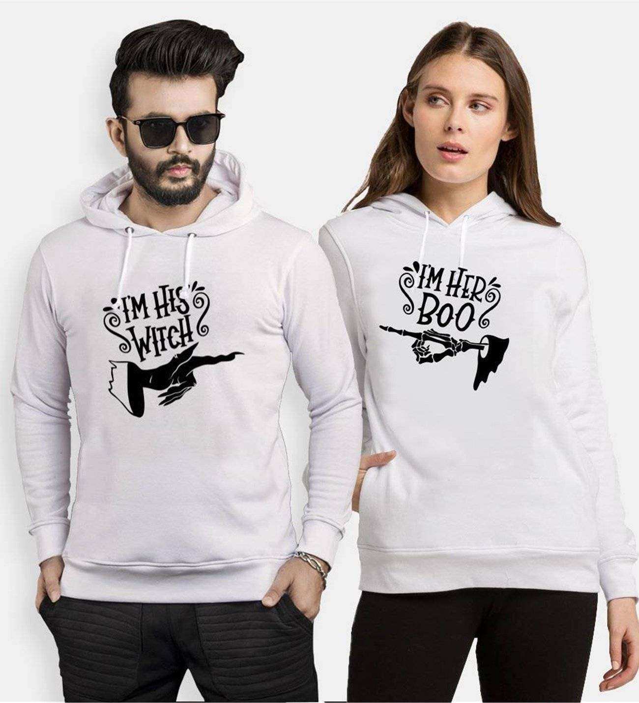 Tshirthane Witch Boo  Sevgili Kombinleri Kapüşonlu Çift Kombini