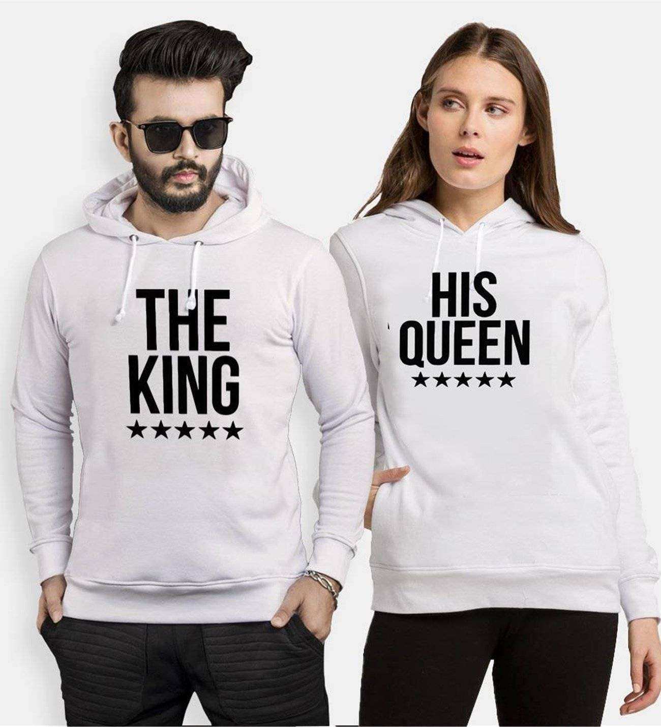 Tshirthane The King The Queen Sevgili Kombinleri Kapüşonlu Çift Kombini