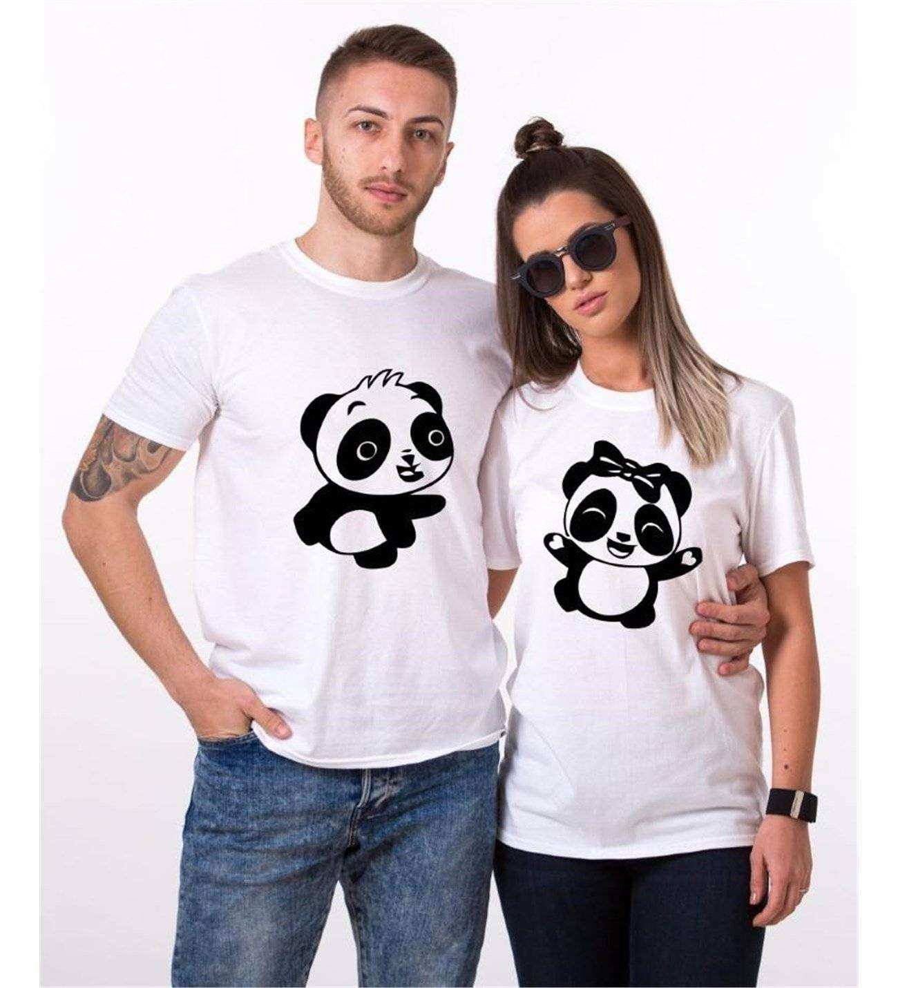 Tshirthane Panda Dans Sevgili Kombinleri Tshirt Çift Kombini