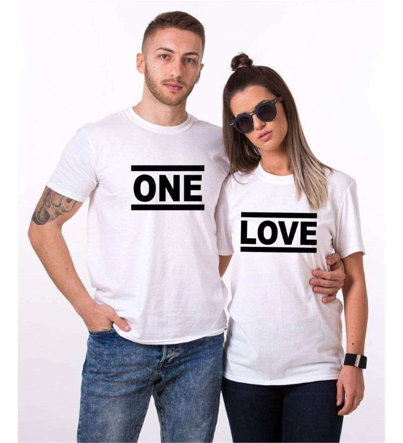 Tshirthane One Love Sevgili Kombinleri Tshirt Çift Kombini
