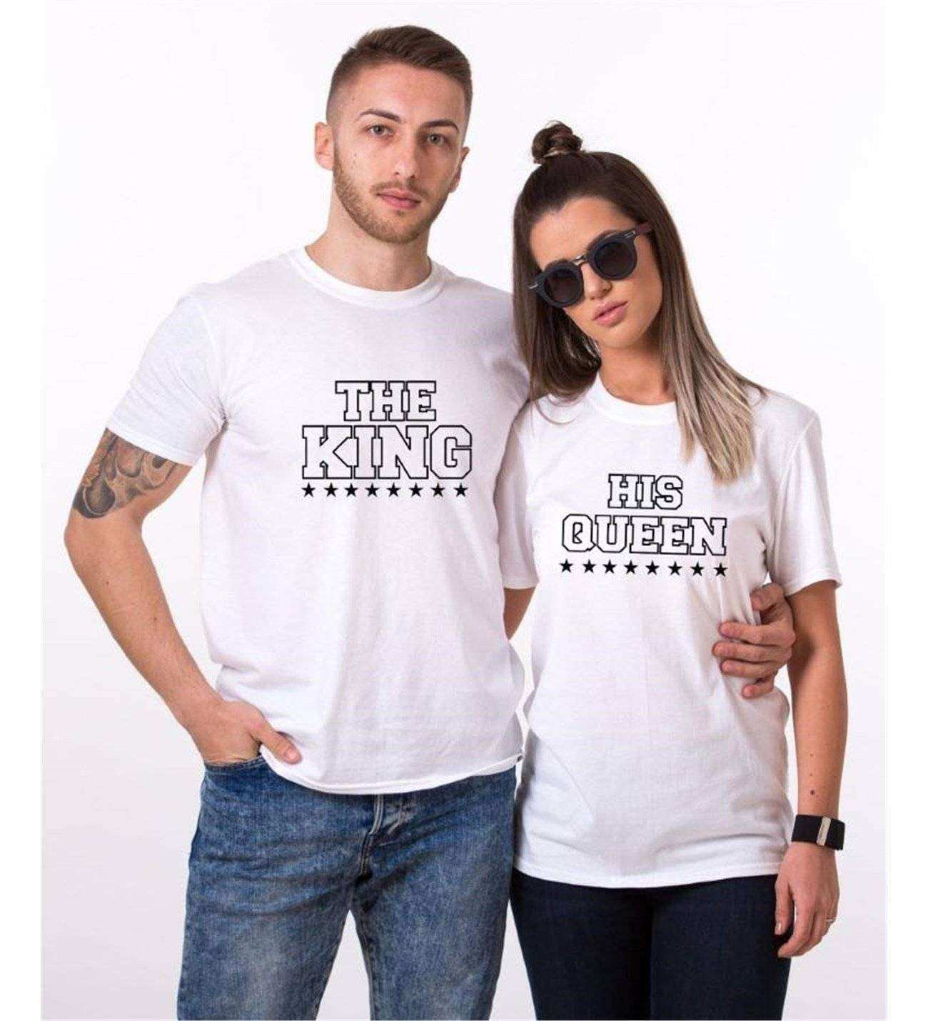 Tshirthane King Queen Star Sevgili Kombinleri Tshirt Çift Kombini