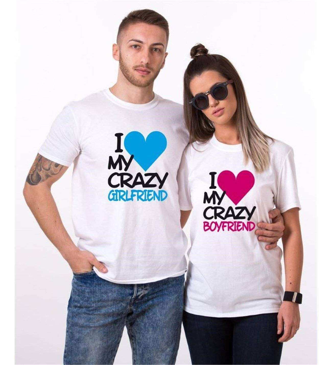 Tshirthane I My Crazy Boyfriend Sevgili Kombinleri Tshirt Çift Kombini