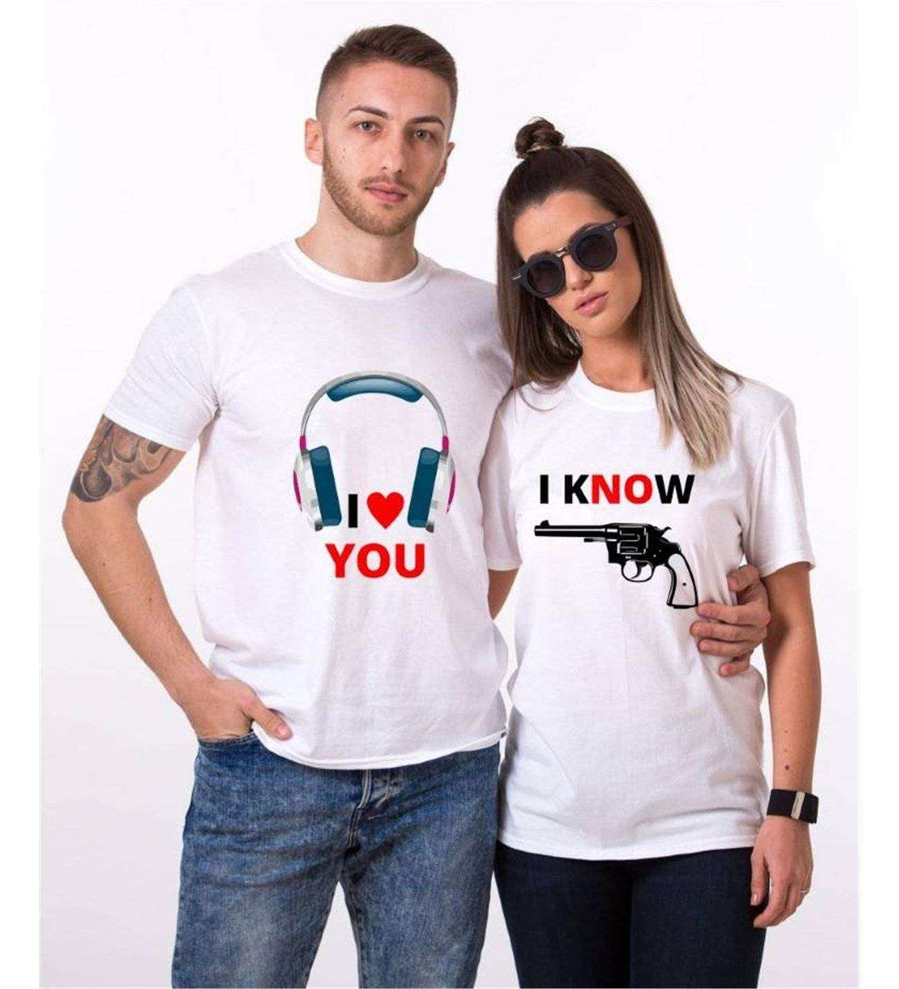 Tshirthane I Love You I Know Sevgili Kombinleri Tshirt Çift Kombini