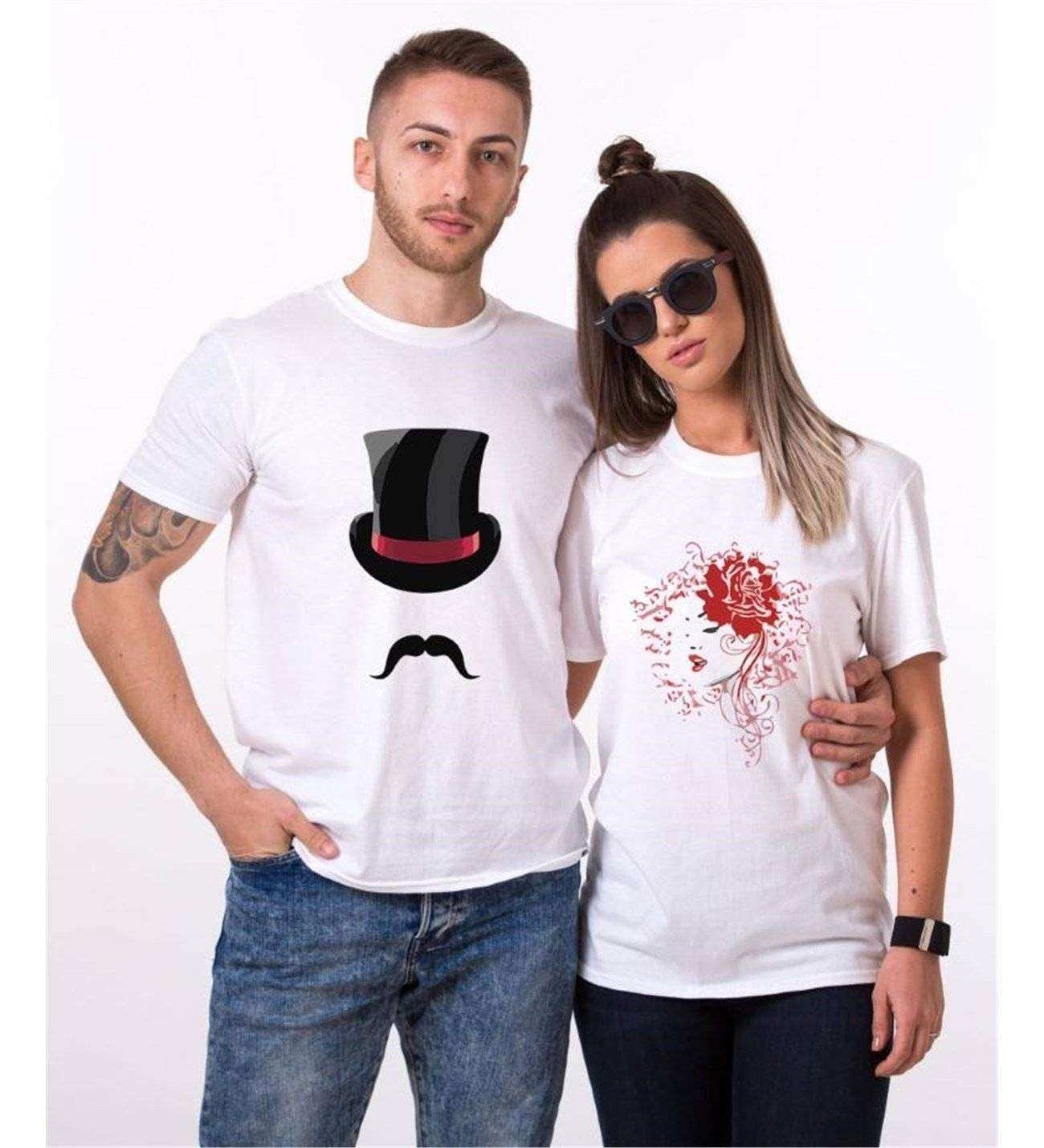 Tshirthane Her Beast His Beutiful  Sevgili Kombinleri Tshirt Çift Kombini