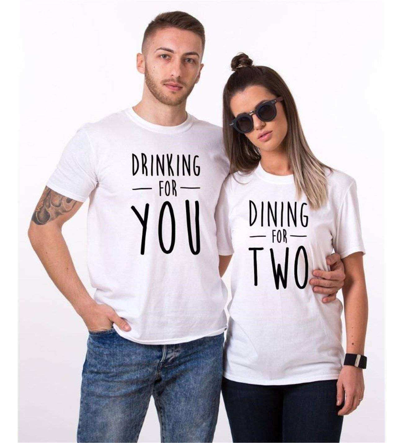 Tshirthane Drinking For You Dining For Two Sevgili Kombinleri Tshirt Çift Kombini