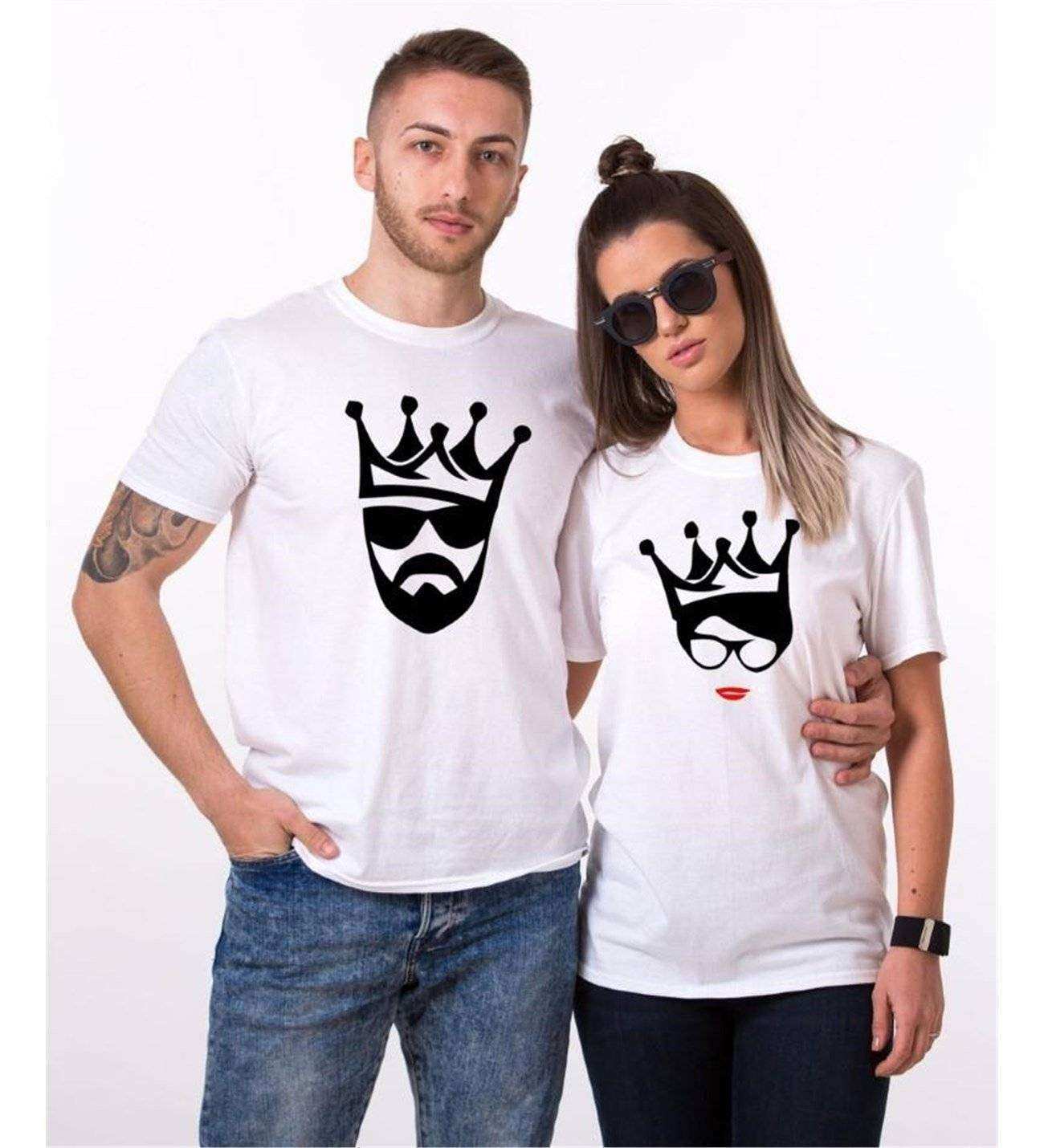 Tshirthane Cool King Queen Sevgili Kombinleri Tshirt Çift Kombini