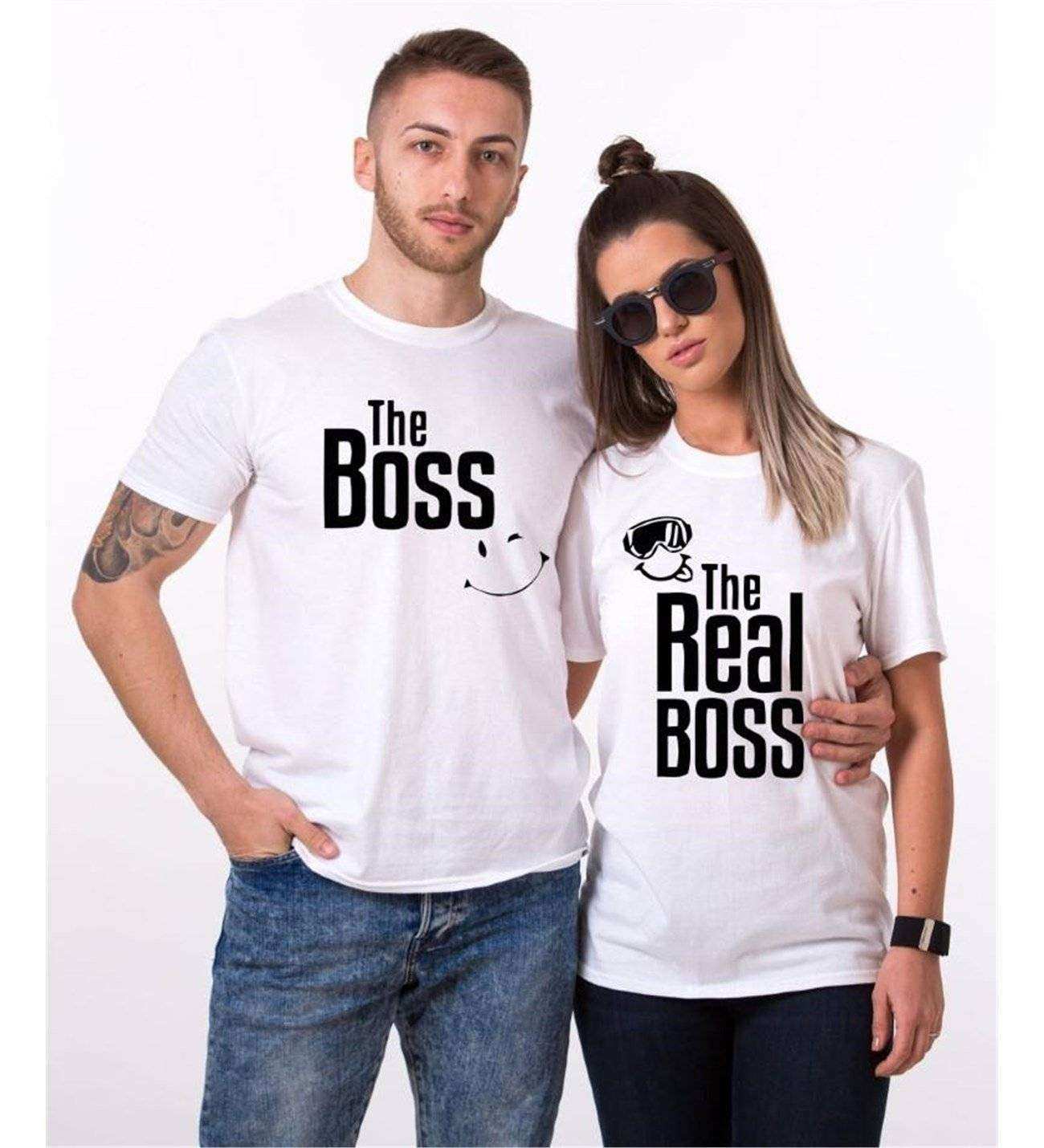 Tshirthane The Boss The Realboss Sevgili Kombinleri Tshirt Çift Kombini