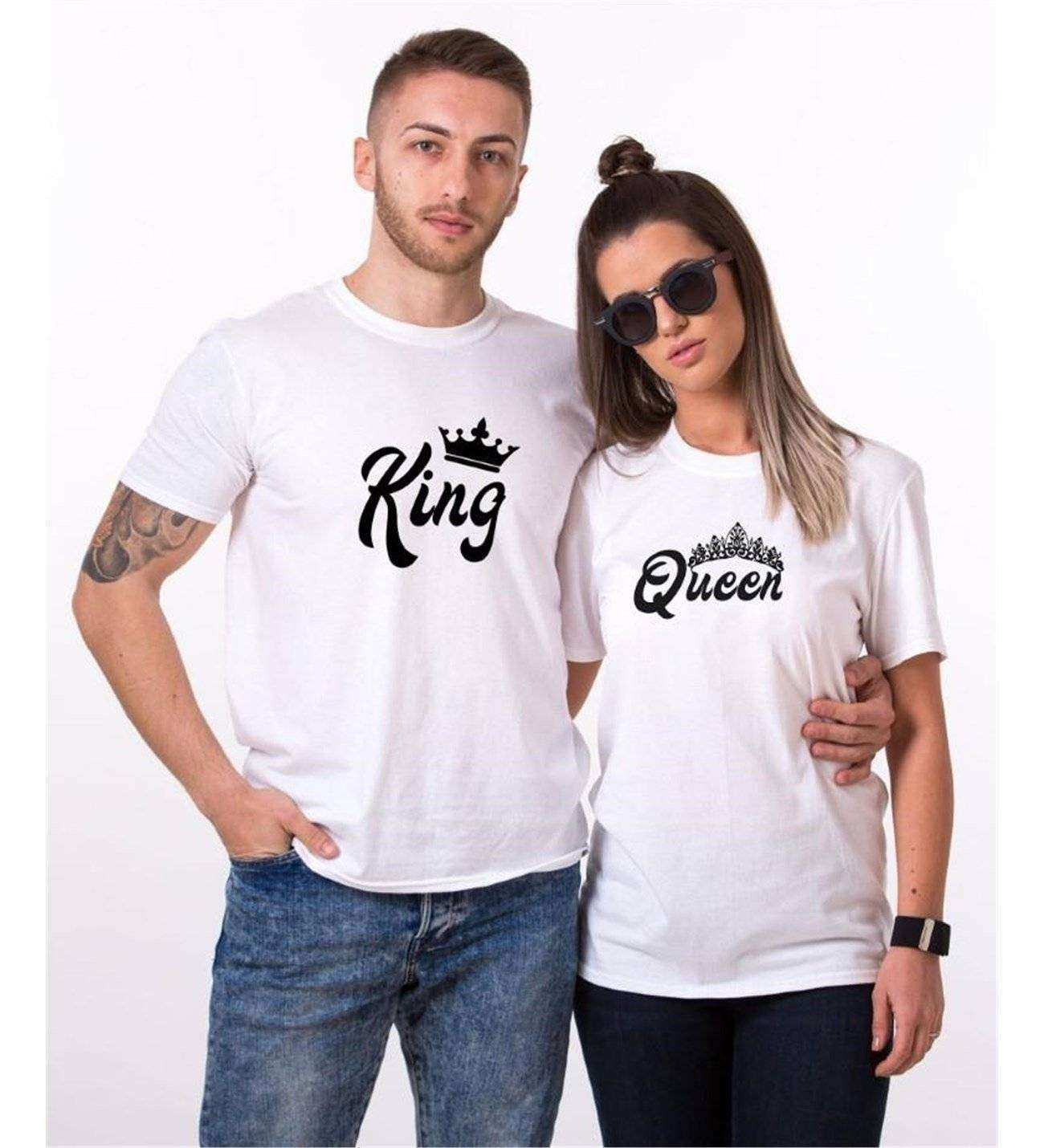 Tshirthane King Taç Queen Taç Sevgili Kombinleri Tshirt Çift Kombini