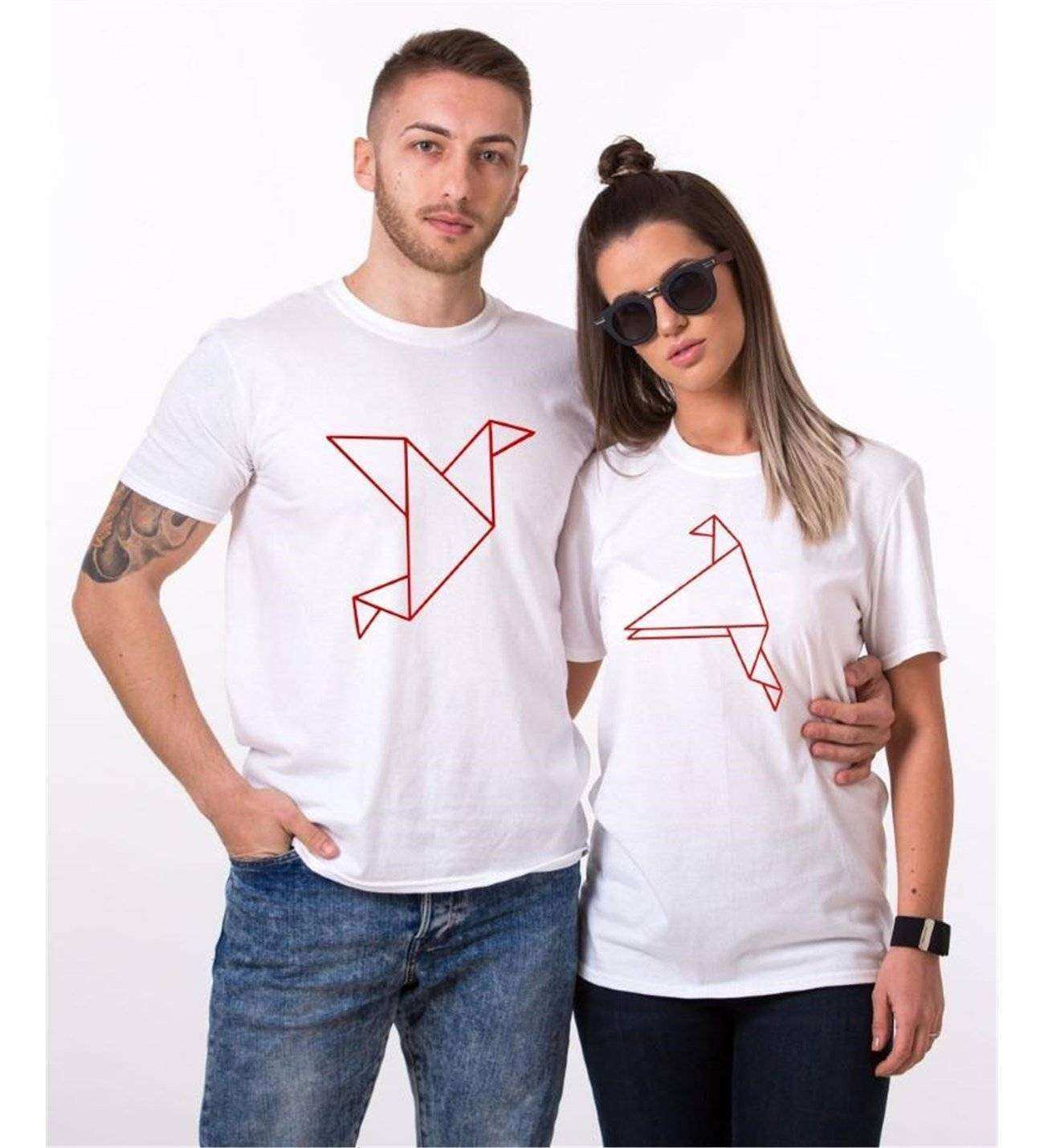 Tshirthane Origami  Sevgili Kombinleri Tshirt Çift Kombini