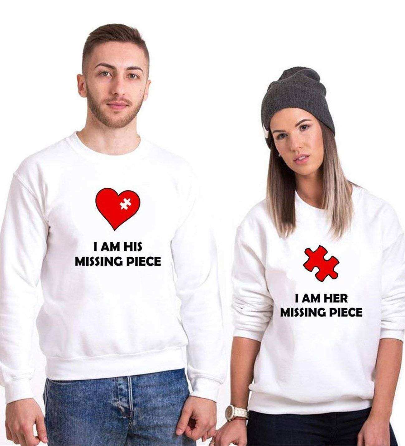 Tshirthane Missing Piece  Sevgili Kombinleri Sweatshirt Çift Kombini