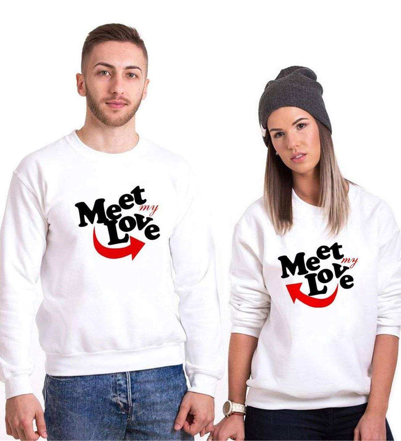 Tshirthane Meet My Love Sevgili Kombinleri Sweatshirt Çift Kombini