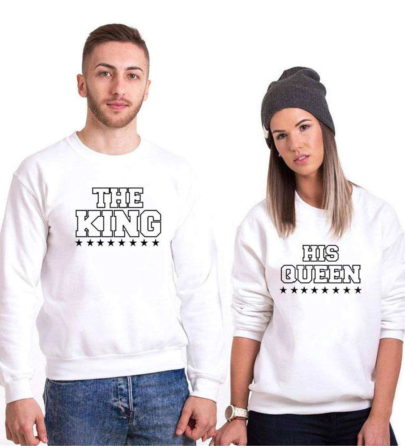 Tshirthane King Queen Star Sevgili Kombinleri Sweatshirt Çift Kombini