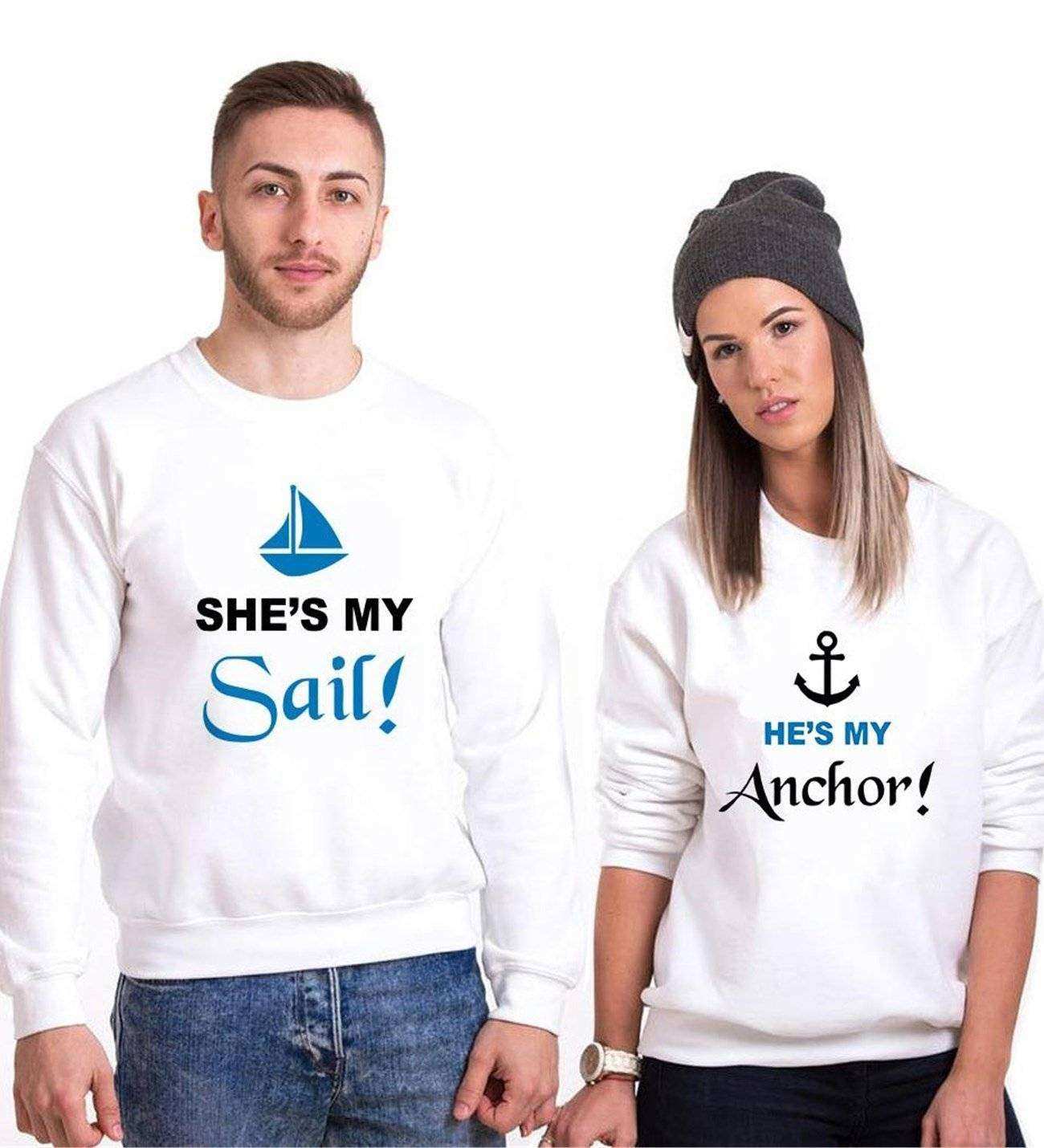 Tshirthane My Sail My Anchor Sevgili Kombinleri Sweatshirt Çift Kombini