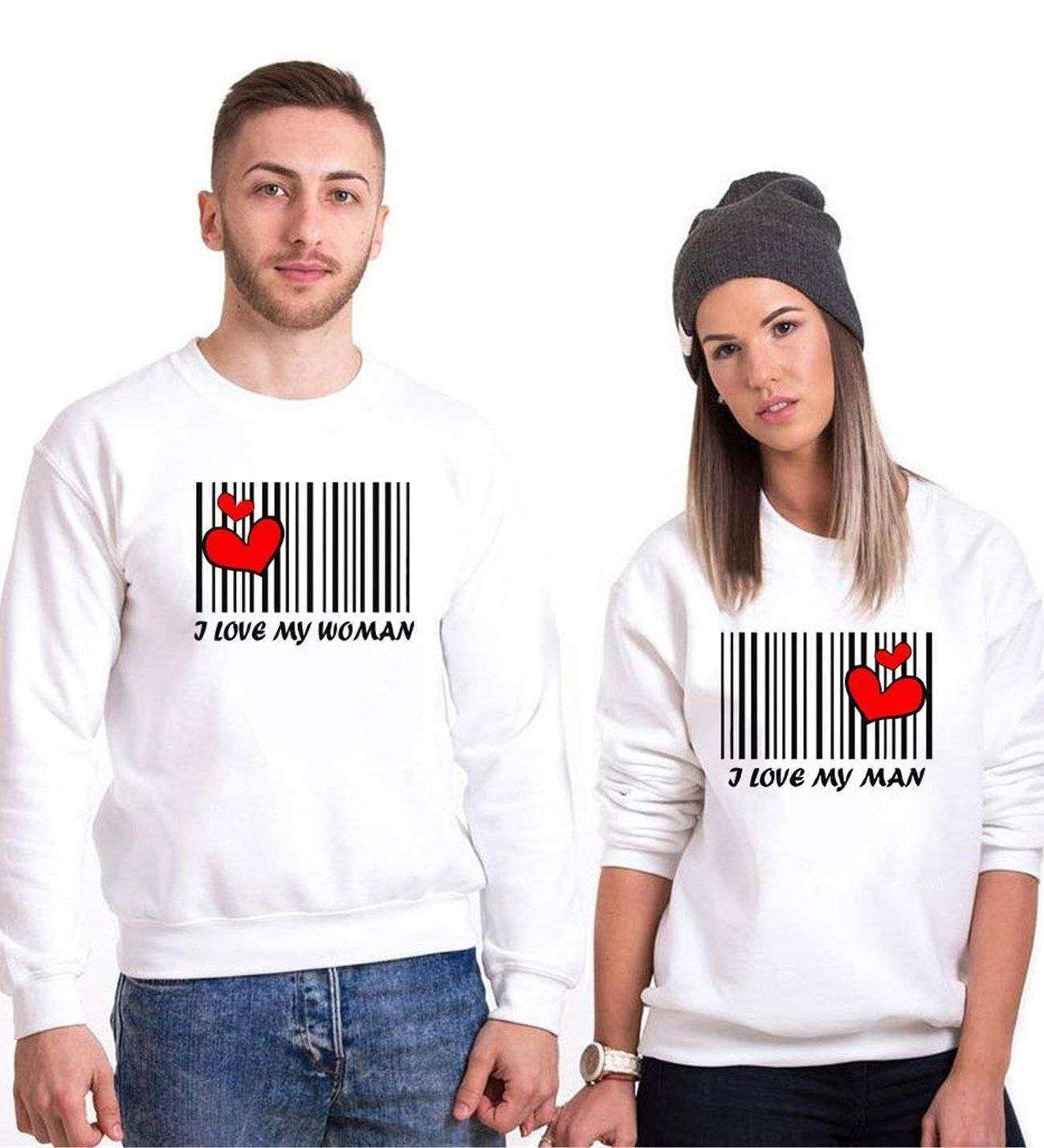 Tshirthane Aşkımızın Barkodu Sevgili Kombinleri Sweatshirt Çift Kombini