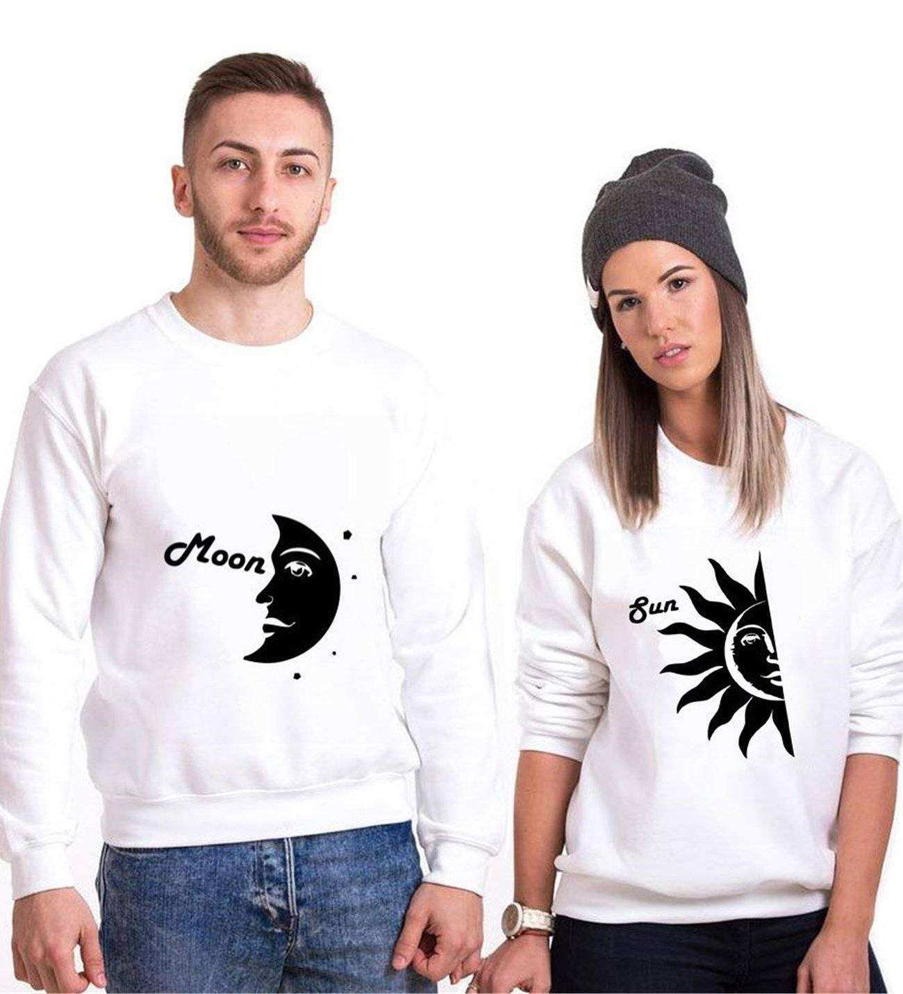 Tshirthane Ay Güneş Sevgili Kombinleri Sweatshirt Çift Kombini