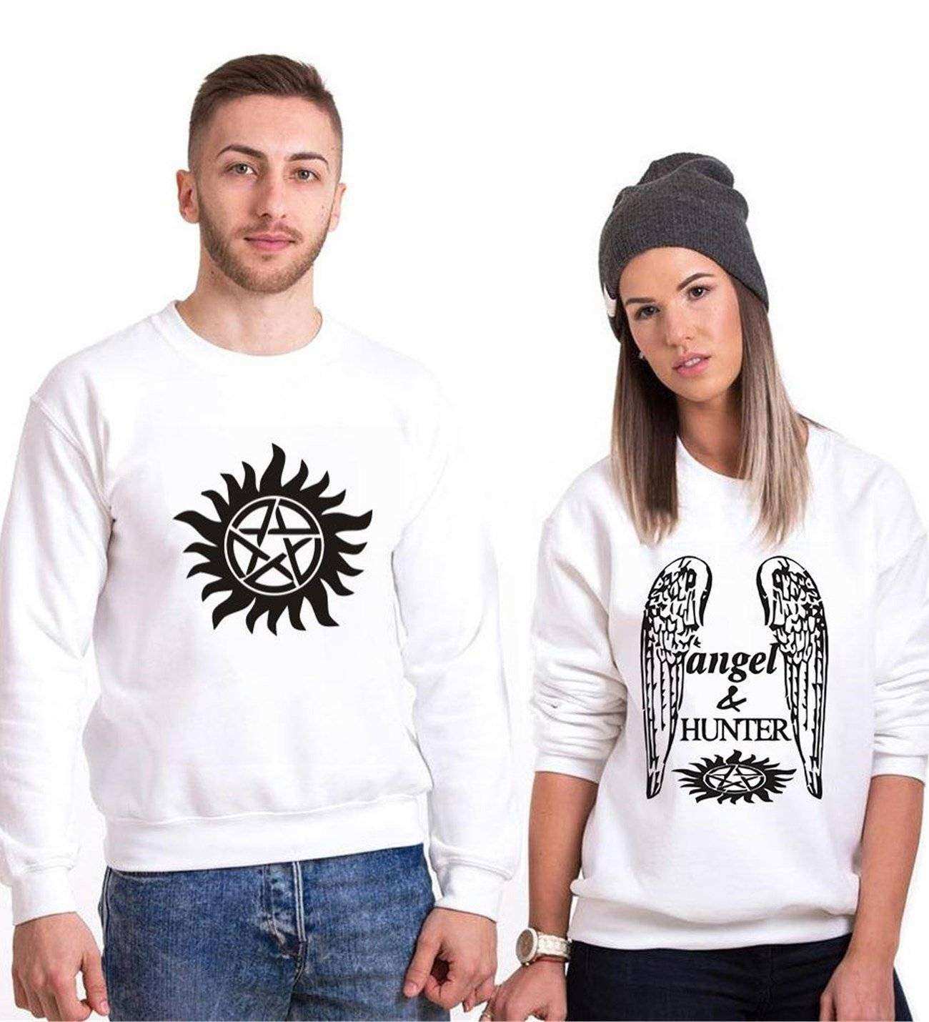 Tshirthane Angel Hunter Sevgili Kombinleri Sweatshirt Çift Kombini