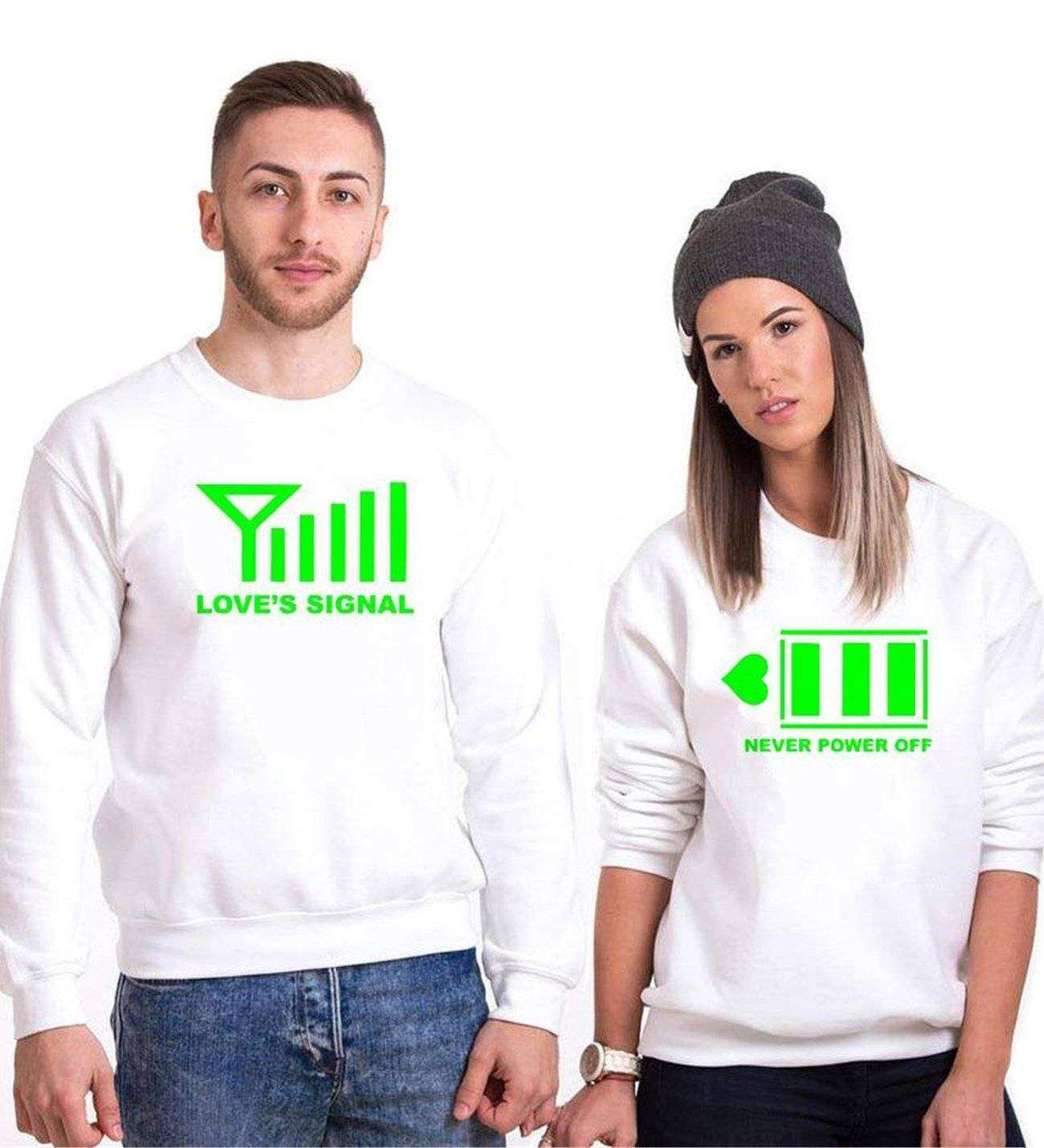 Tshirthane Signal Power Aşkın Gücü Sevgili Kombinleri Sweatshirt Çift Kombini