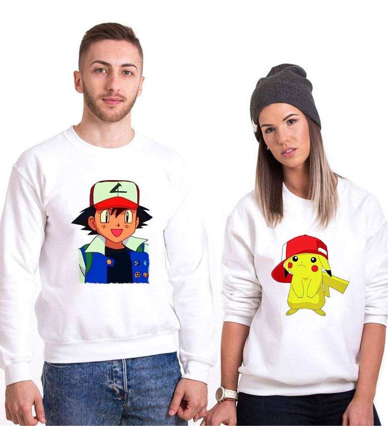 Tshirthane Pokemon Pikachu Sevgili Kombinleri Sweatshirt Çift Kombini