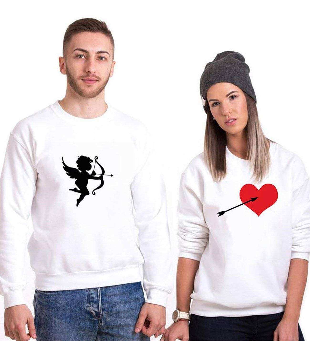 Tshirthane Cupid Heart Sevgili Kombinleri Sweatshirt Çift Kombini