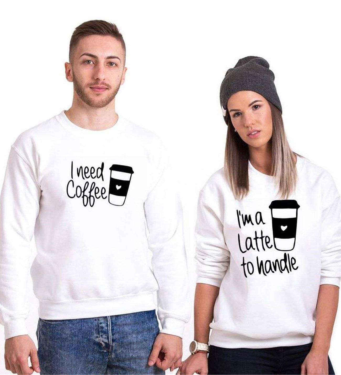 Tshirthane Coffee  Sevgili Kombinleri Sweatshirt Çift Kombini