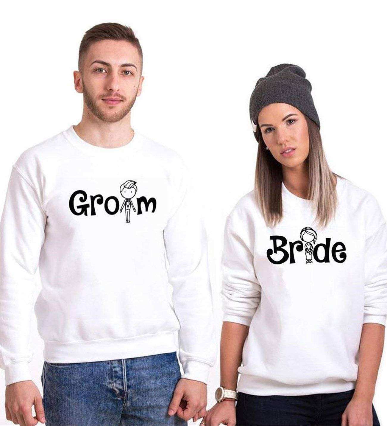 Tshirthane Bride Groom Sevgili Kombinleri Sweatshirt Çift Kombini