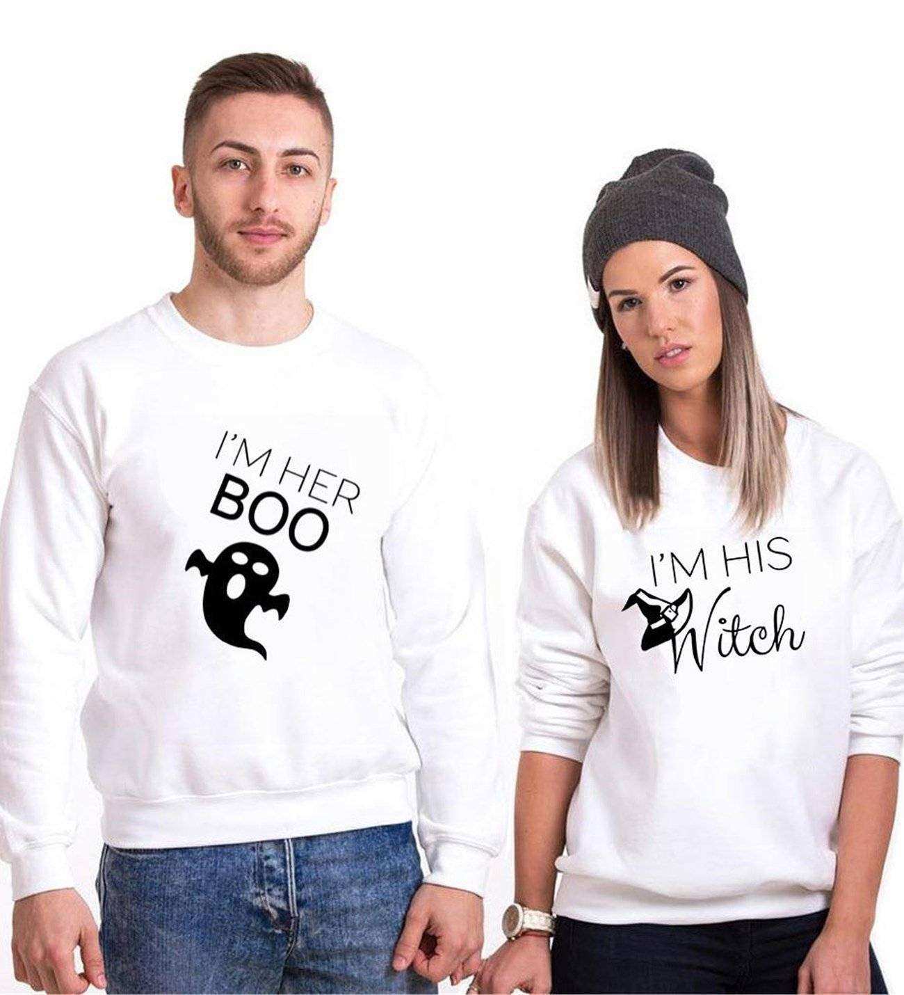 Tshirthane Boo Witch Sevgili Kombinleri Sweatshirt Çift Kombini