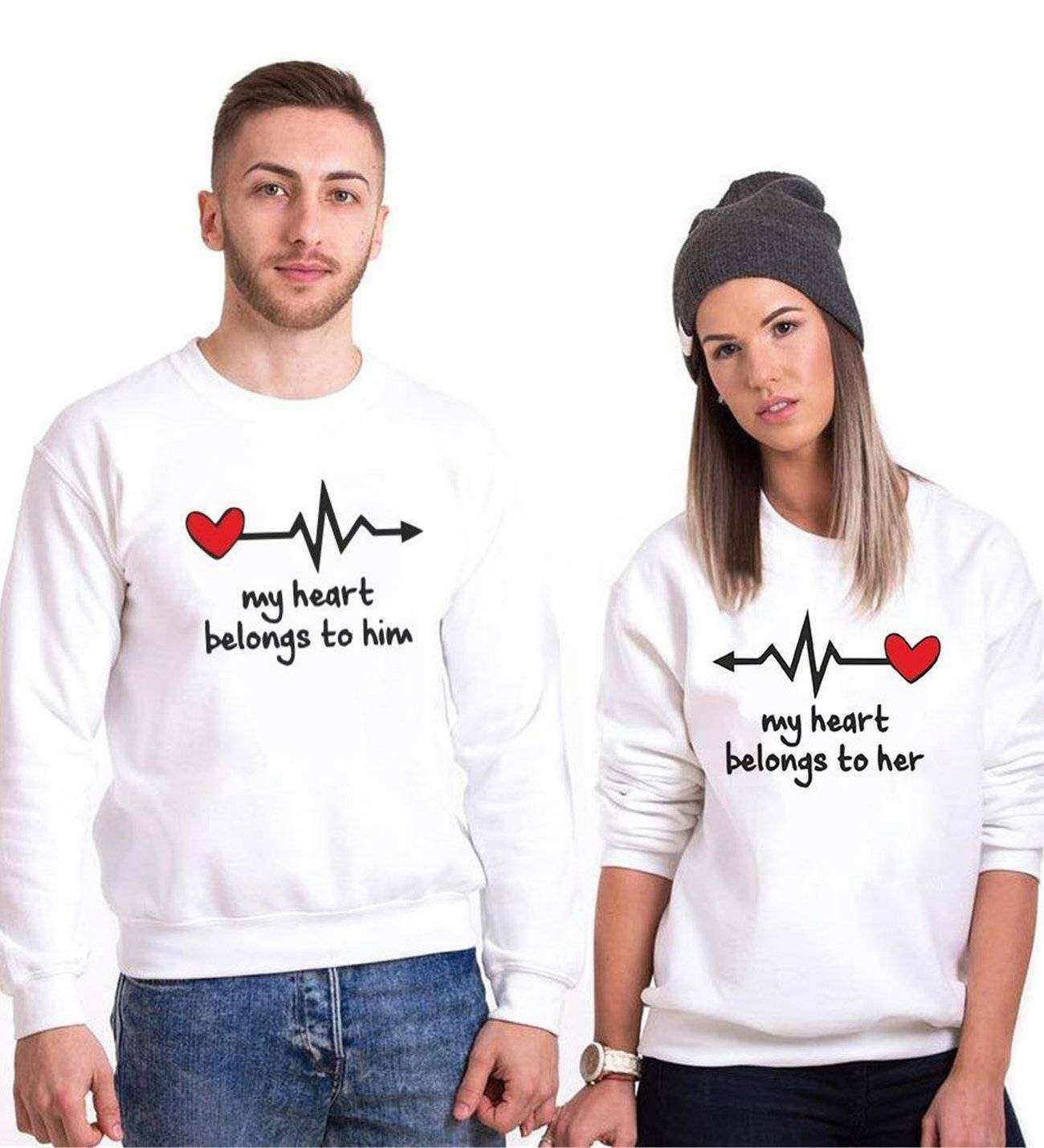 Tshirthane My Heart Belongs To  Sevgili Kombinleri Sweatshirt Çift Kombini