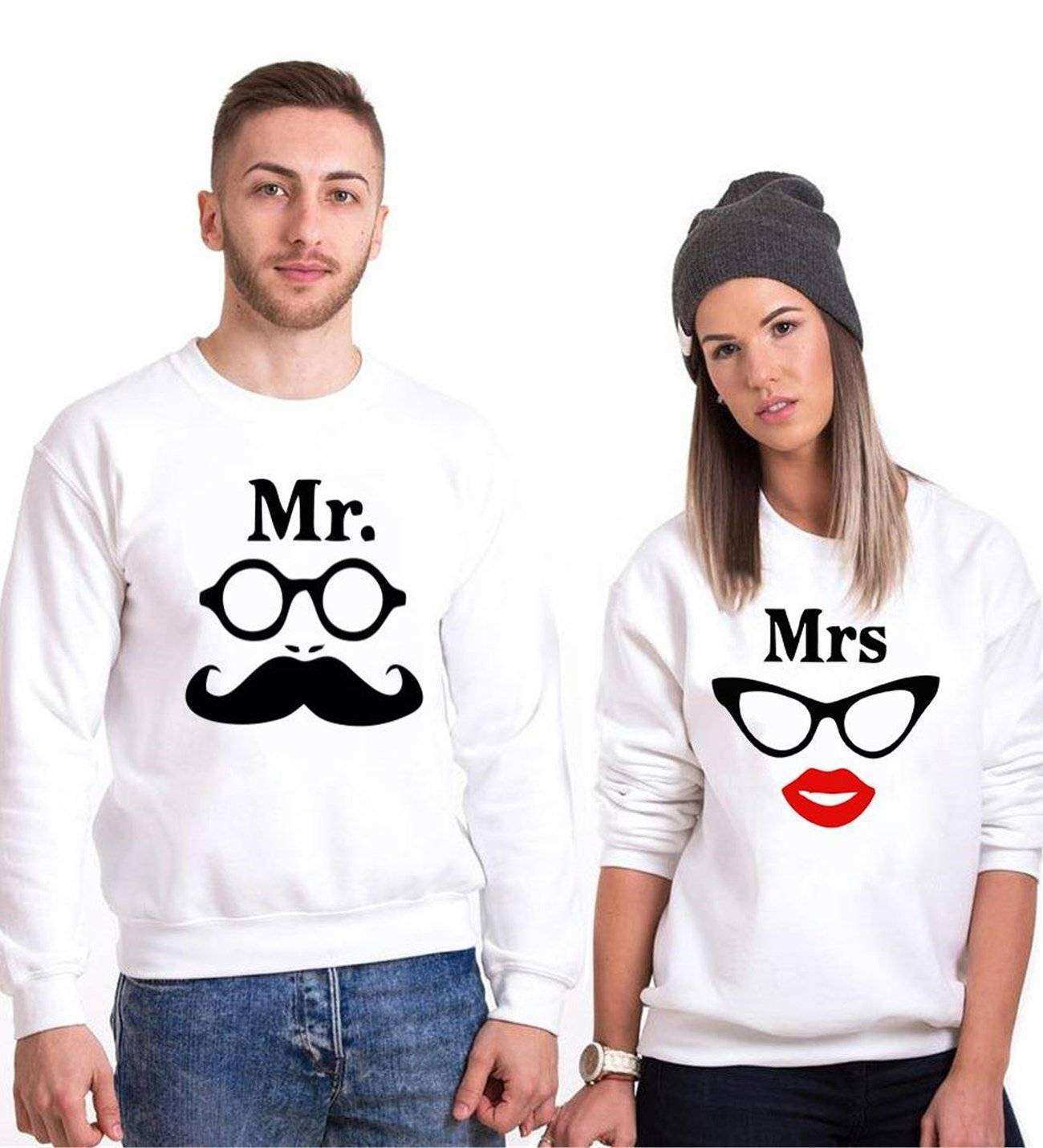 Tshirthane Mr.Mrs Glasses  Sevgili Kombinleri Sweatshirt Çift Kombini