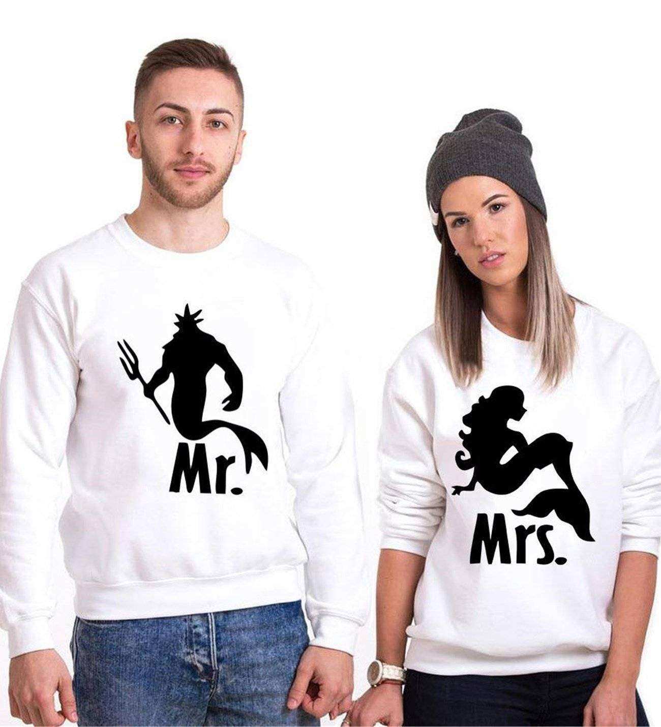 Tshirthane Mr. Mrs. Poseidon  Sevgili Kombinleri Sweatshirt Çift Kombini