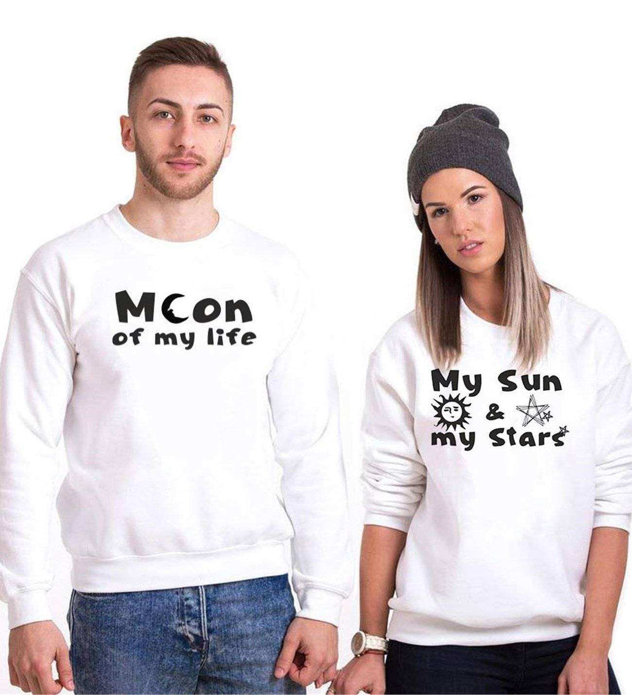 Tshirthane Moon My Sun Sevgili Kombinleri Sweatshirt Çift Kombini