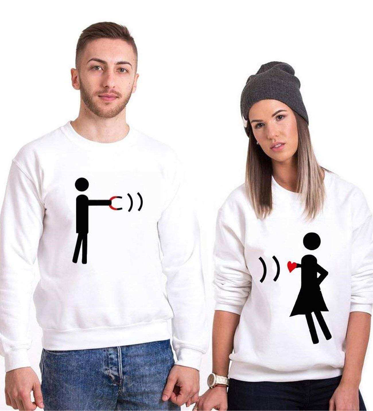 Tshirthane Magnet Heart  Sevgili Kombinleri Sweatshirt Çift Kombini