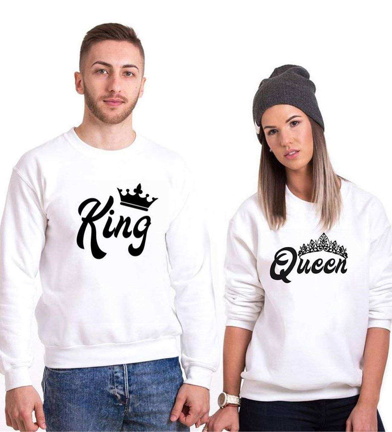 Tshirthane King Taç Queen Taç Sevgili Kombinleri Sweatshirt Çift Kombini