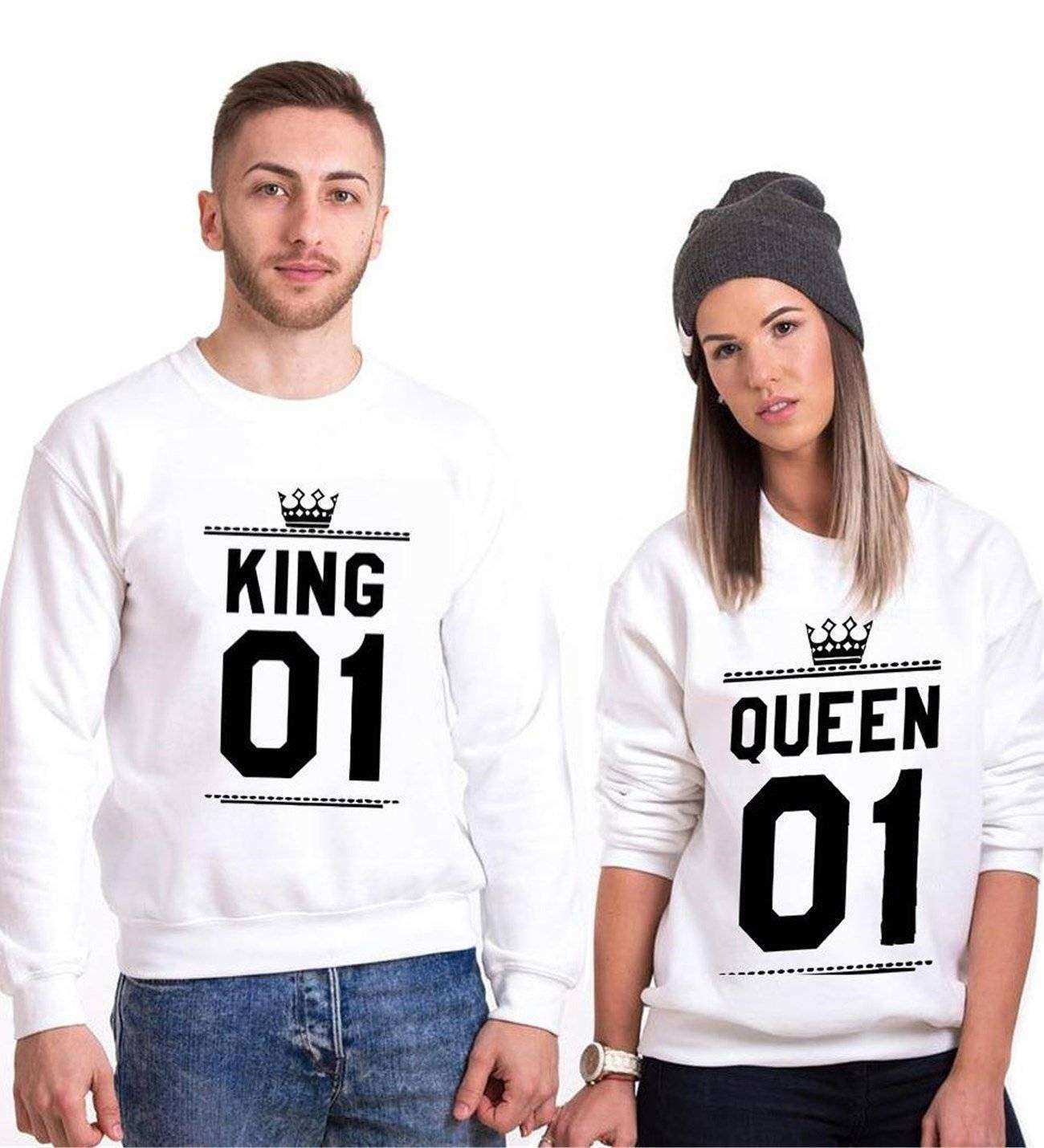 Tshirthane King Queen 01 Sevgili Kombinleri Sweatshirt Çift Kombini