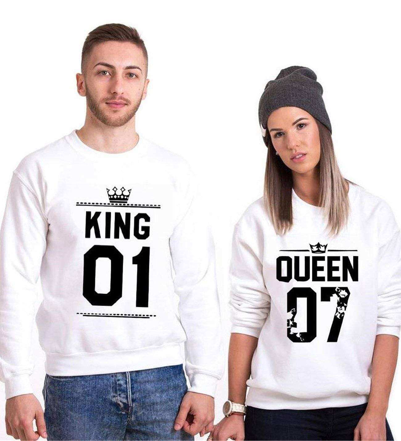 Tshirthane King 01 Queen Sevgili Kombinleri Sweatshirt Çift Kombini