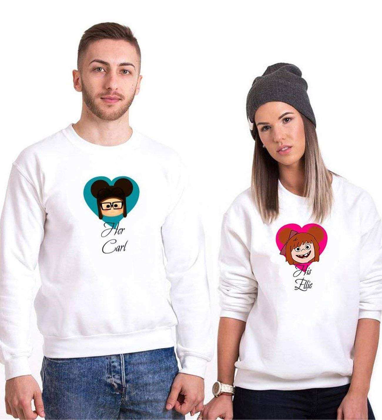 Tshirthane Carl Ellie Sevgili Kombinleri Sweatshirt Çift Kombini